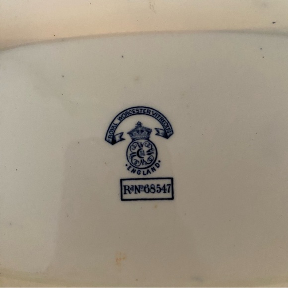 Royal Worcester W2297 68547 Oval Covered Serving Dish Blue Floral Gold Trim 1890 - Picture 10 of 11